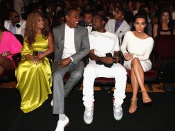 LOS ANGELES, CA - JULY 01:  (L-R) Singer Beyonce, rappers Jay-Z and Kanye West and television personality Kim Kardashian attend the 2012 BET Awards at The Shrine Auditorium on July 1, 2012 in Los Angeles, California.  (Photo by Christopher Polk/Getty Images For BET)