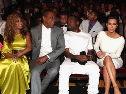 LOS ANGELES, CA - JULY 01:  (L-R) Singer Beyonce, rappers Jay-Z and Kanye West and television personality Kim Kardashian attend the 2012 BET Awards at The Shrine Auditorium on July 1, 2012 in Los Angeles, California.  (Photo by Christopher Polk/Getty Images For BET)
