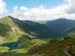 The little lake in the Russian mountains named Hamar-Daban, near the lake Baikal..Its shape is heart..Go around it three times and be happy in love..