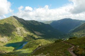 The little lake in the Russian mountains named Hamar-Daban, near the lake Baikal..Its shape is heart..Go around it three times and be happy in love..