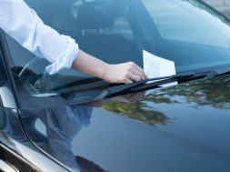 Parking violation ticket fine on the windshield