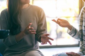 Close up image of women enjoyed talking and drinking coffee together