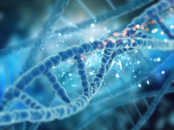 3D render of a medical background with DNA strands