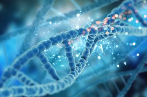 3D render of a medical background with DNA strands